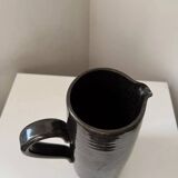 Vintage 1950s black and brown glazed stoneware pitcher/jug