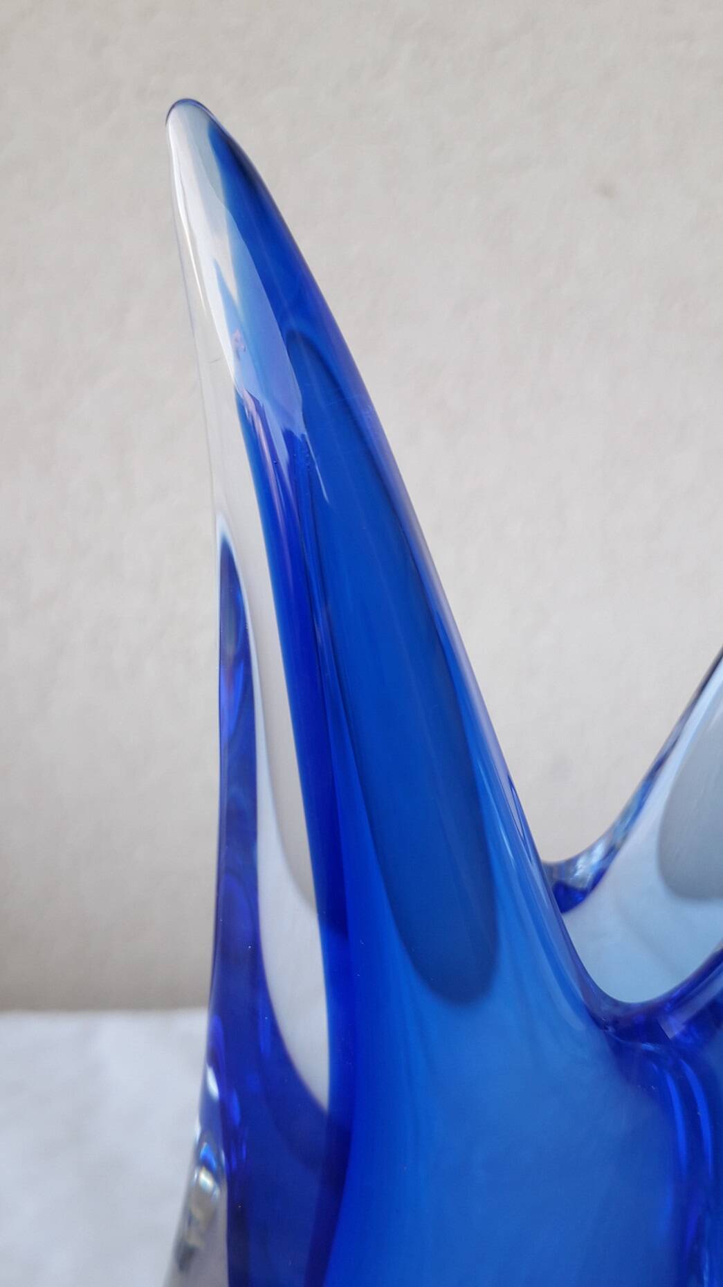 Vase pichet verre bleu Murano Flavio Poli Seguso