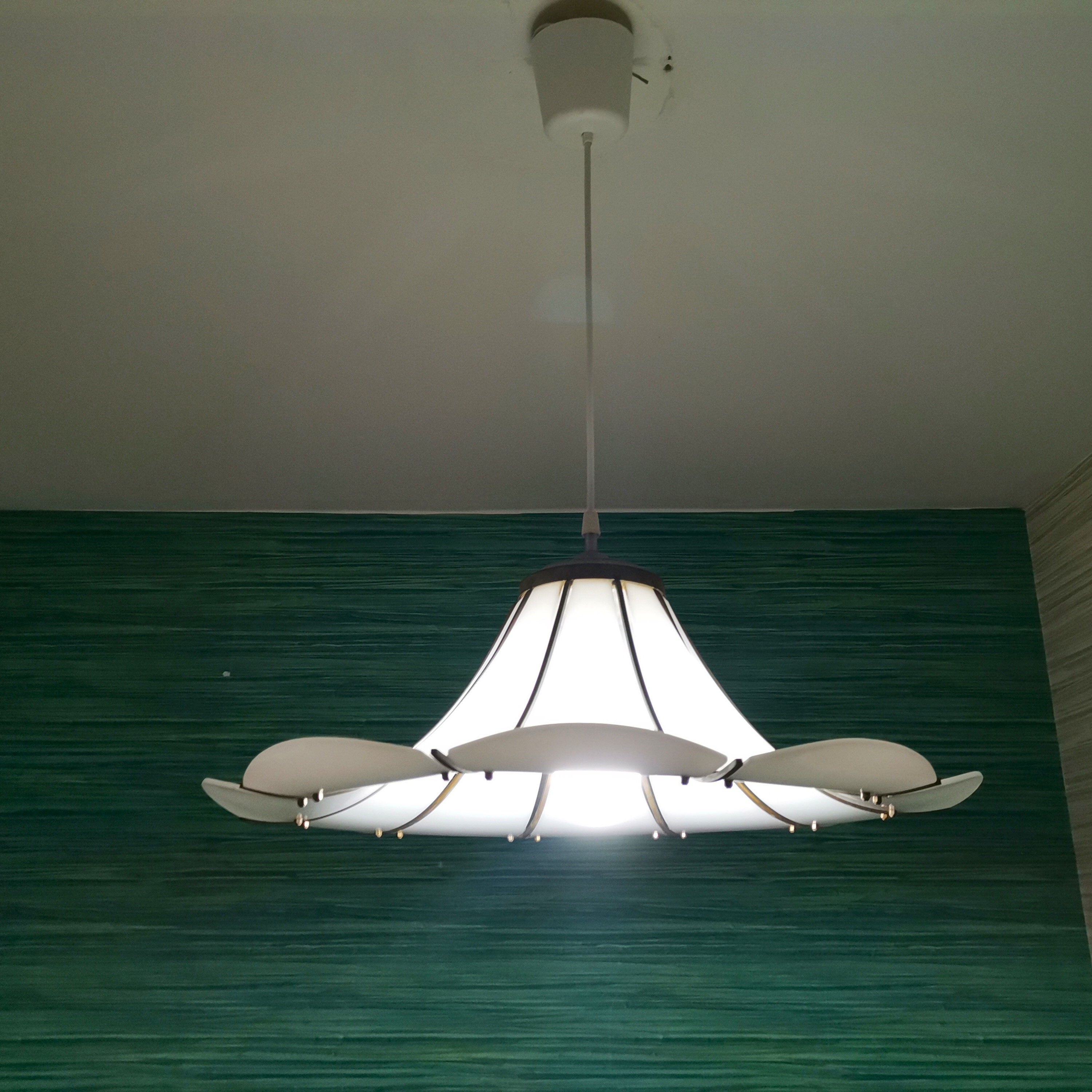 Large Modernist white acrylic hanging light lamp 1970s