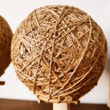 Pair of bedside lamps in rope and rattan