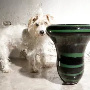 Large dutch design vilma henkelman, unica leerdam art glass vase 1989