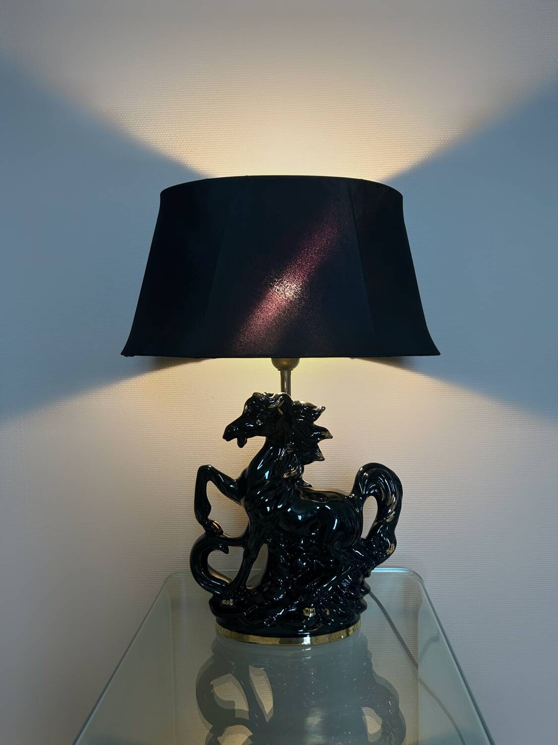 Lampe en céramique cheval, années 70