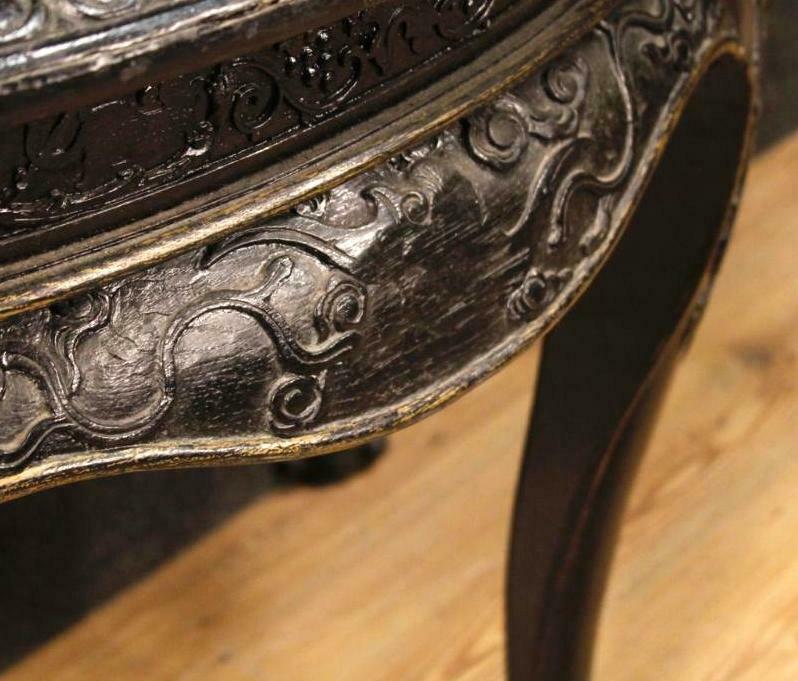China 19th century console half moon black wood.