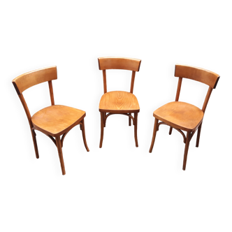 Lot de 3 chaises bistrot bois courbé