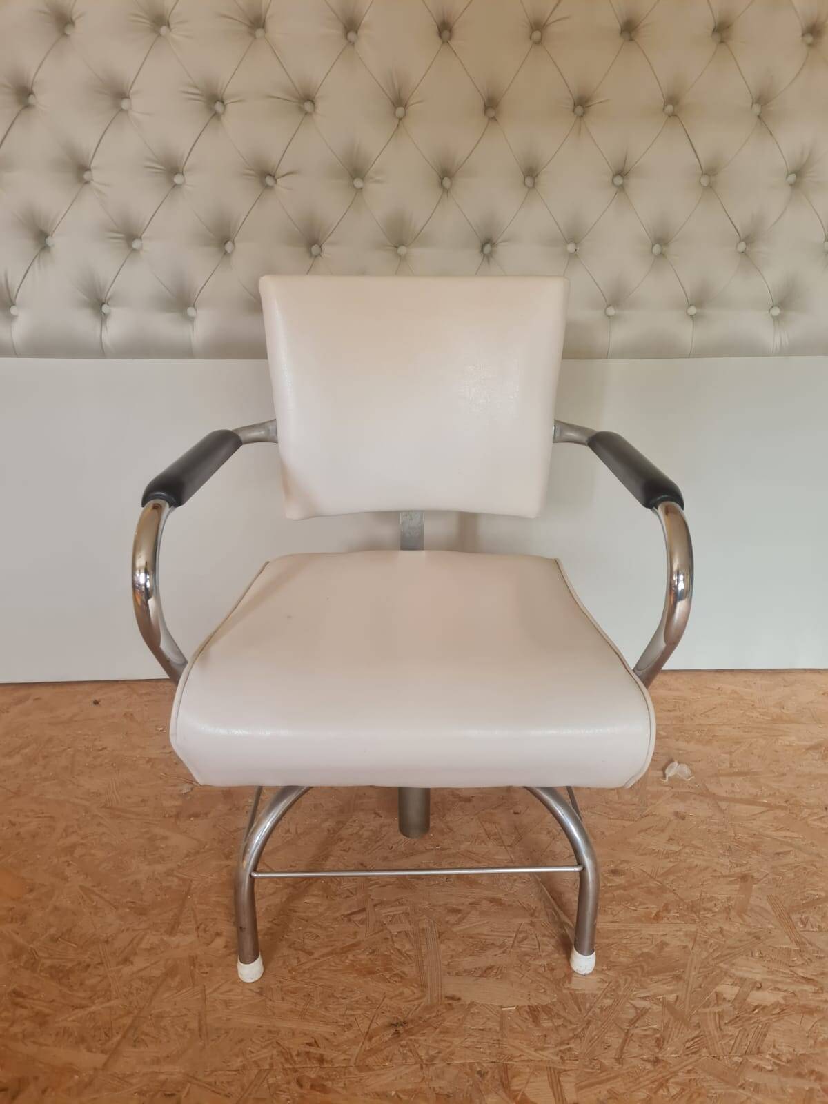 White Vinyl Salon Chair 1960's, USA