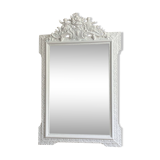 Late 19th century mirror with decorated pediment. 105x80. White.