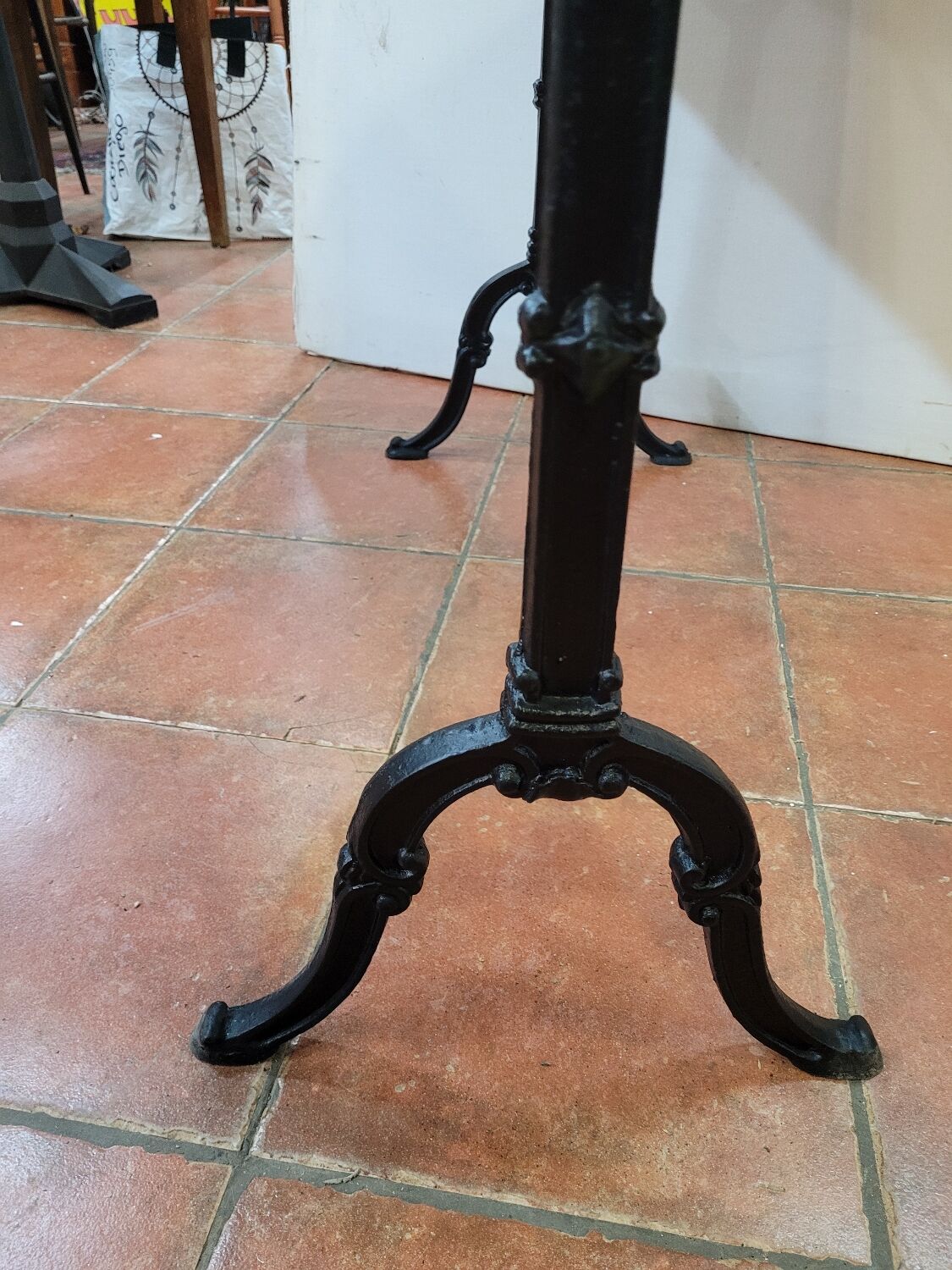 Antique bistro table with oak top