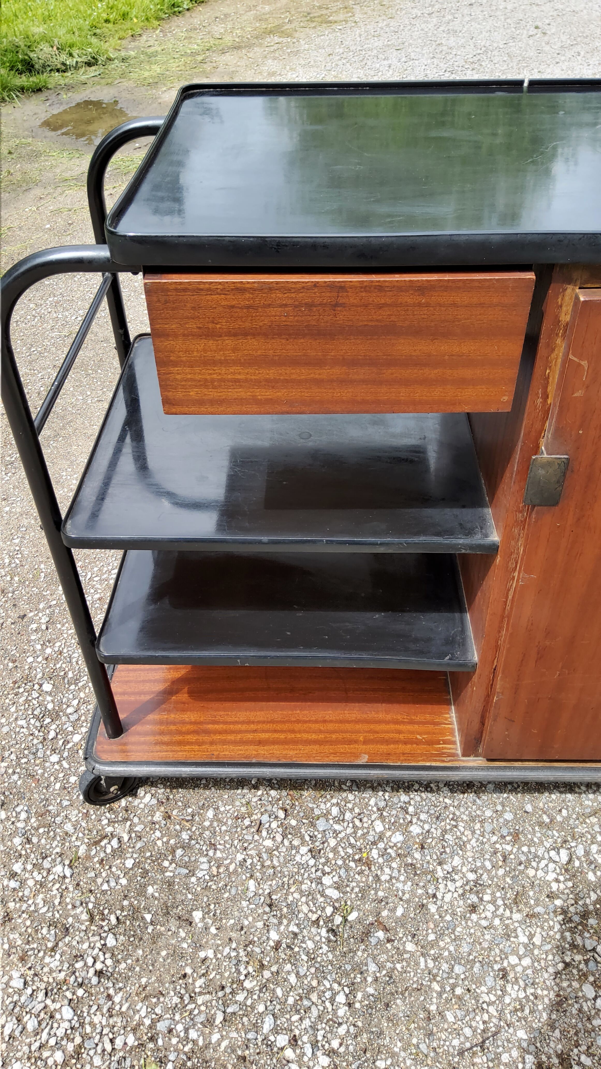 1960s roller service in mahogany and formica fournier paris