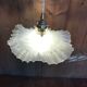 Vintage suspension lamp in pleated opaline