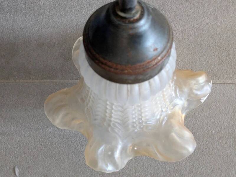 Superb Vintage Wall Light Flower in Glass Paste & Brass - Art Deco