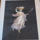 Ensemble de six gravures napolitaines polychromes encadrées