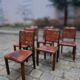 6 chairs brutalist 50s leather and wood