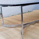 70's glass and chrome metal coffee table