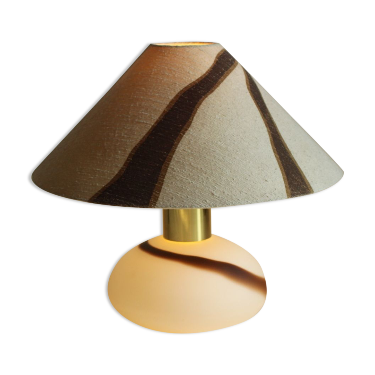 Murano glass brass table lamp with matching shade, Italy 1970s.