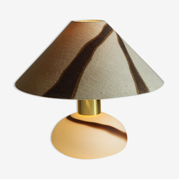 Murano glass brass table lamp with matching shade, Italy 1970s.