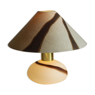 Murano glass brass table lamp with matching shade, Italy 1970s.