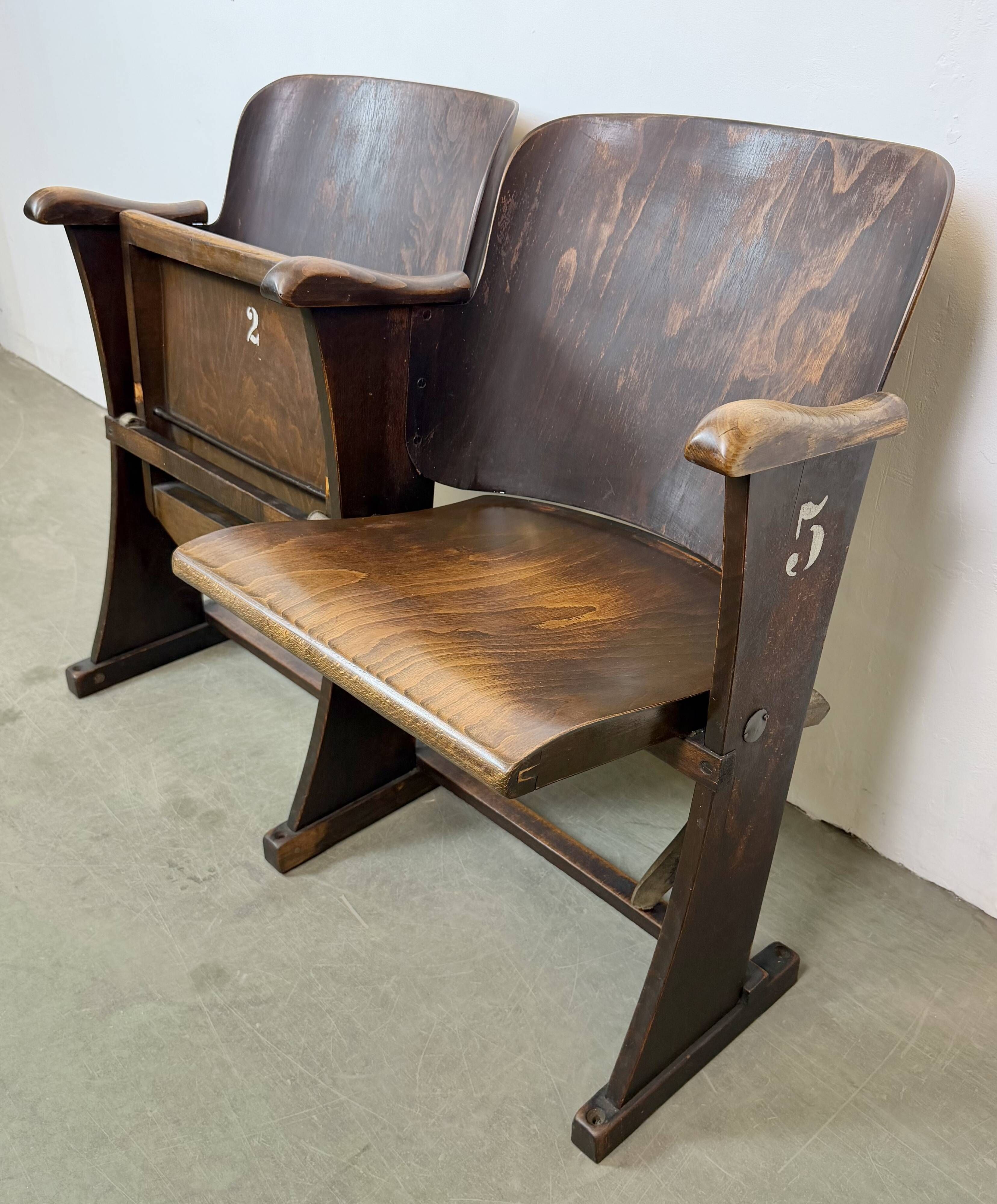 Vintage Two-Seat Cinema Bench from Thonet, 1950s