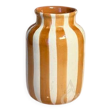 Striped Cream & Light Brown Vase in artisanal ceramic