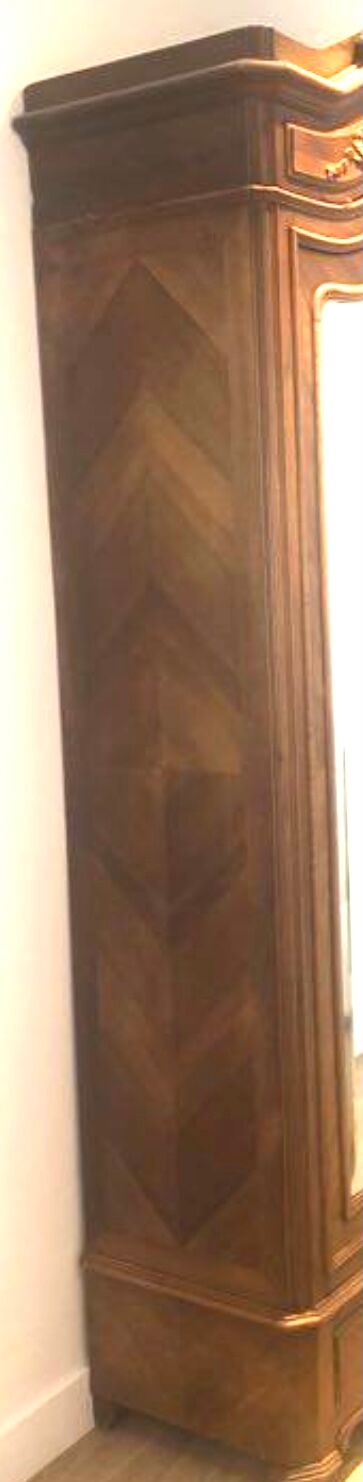 Louis XV style walnut armoire with beveled mirrors