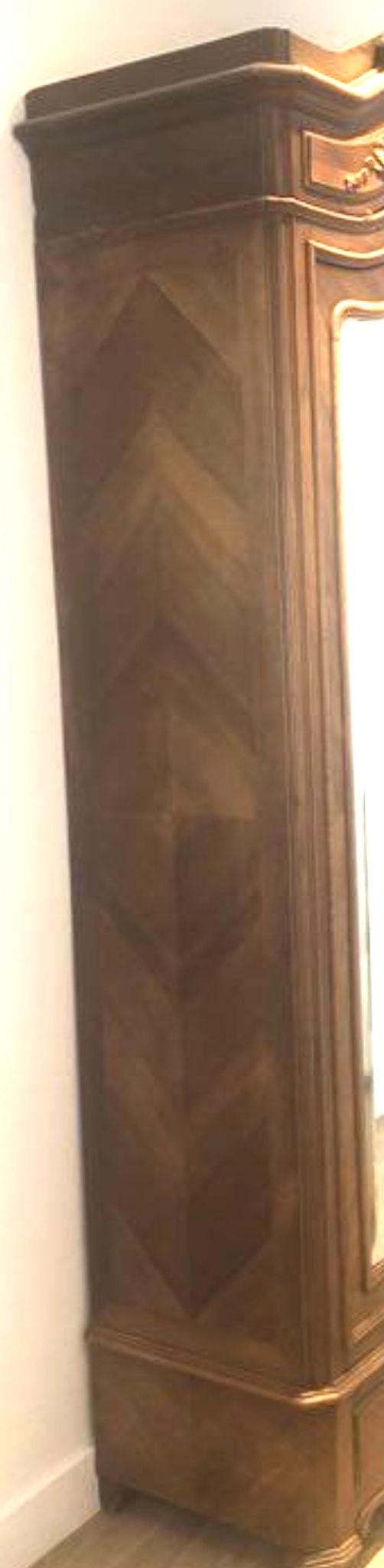 Louis XV style walnut armoire with beveled mirrors