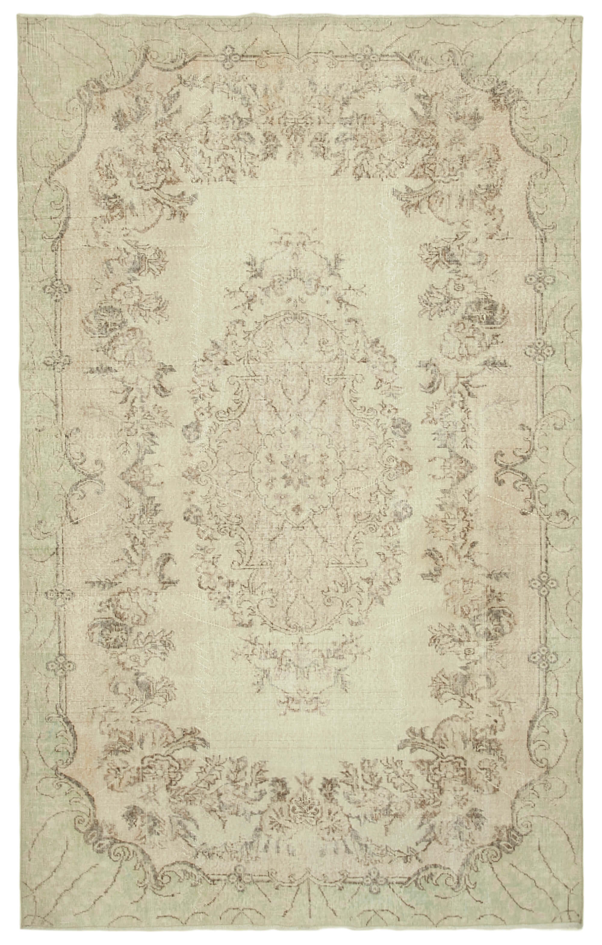 Handmade rustic oriental beige rug 195 cm x 303 cm