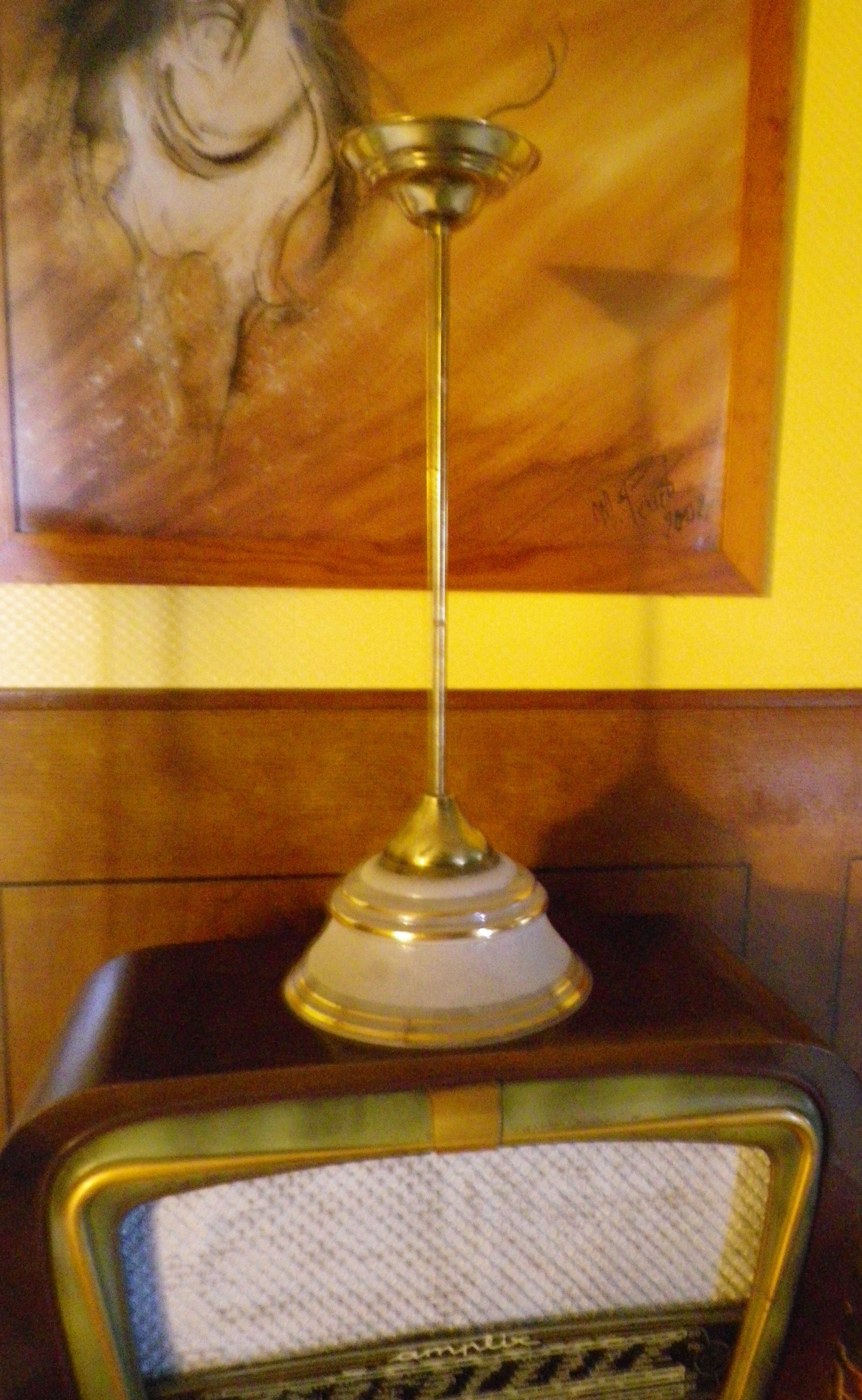 Suspension in brass and glass opaque Netherlands 1960s/1970s