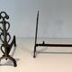 Pair of Brass and Wrought Iron Chenets with Scroll Columns and Arched Bases
