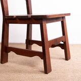 Set of 6 large Brutalist chairs in solid oak from the 1950s.