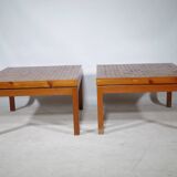 Vintage End Grain Wood Mosaic Tables  1960s