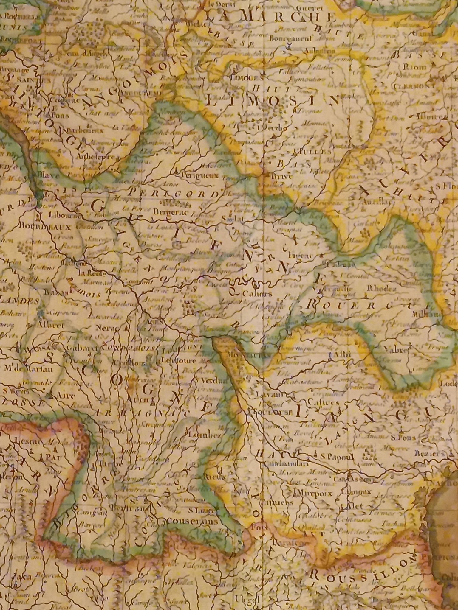 Original antique map, 18th century, Rizzi Zannoni / Lattré, coloured