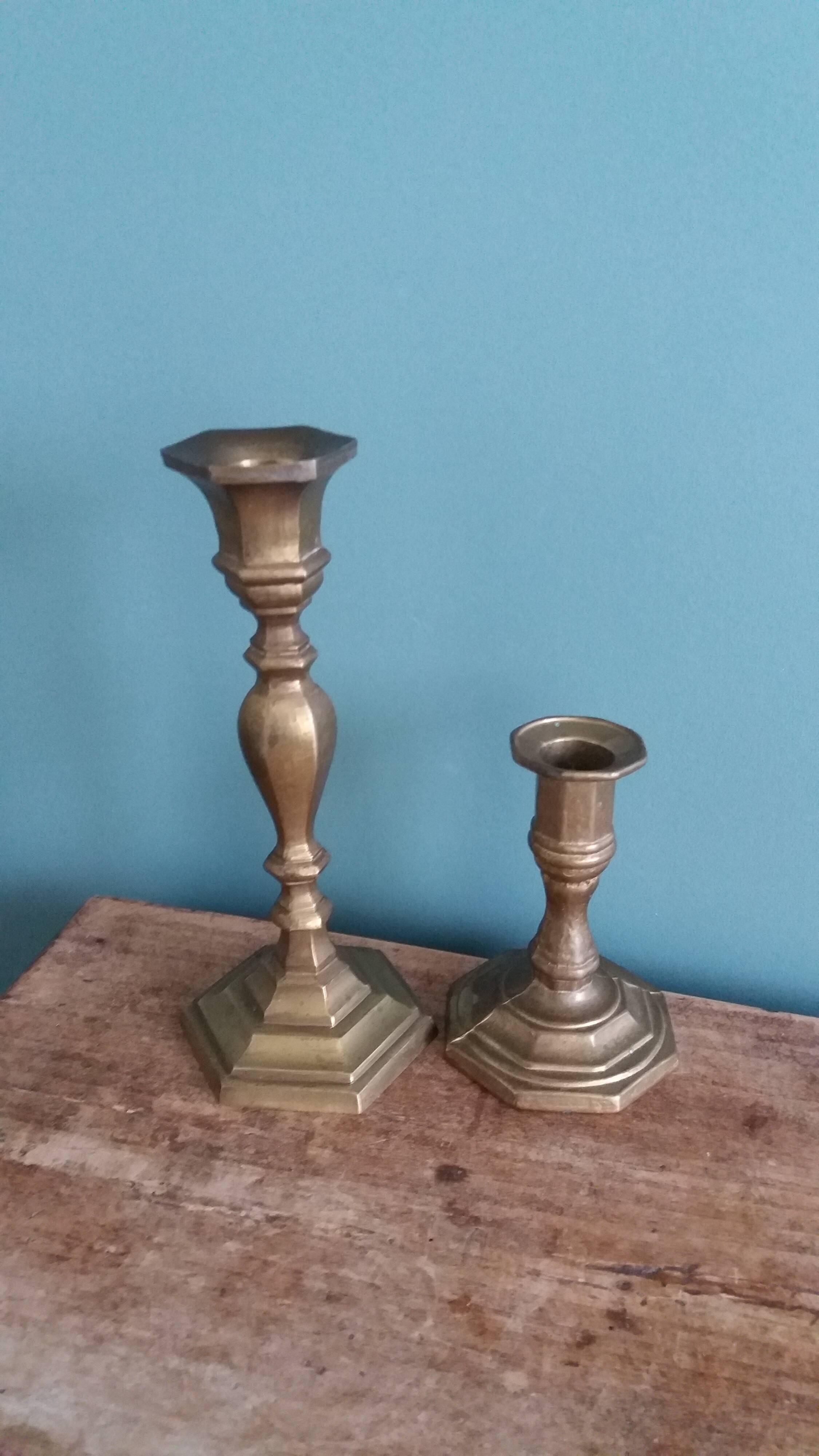 Bronze or brass candlesticks