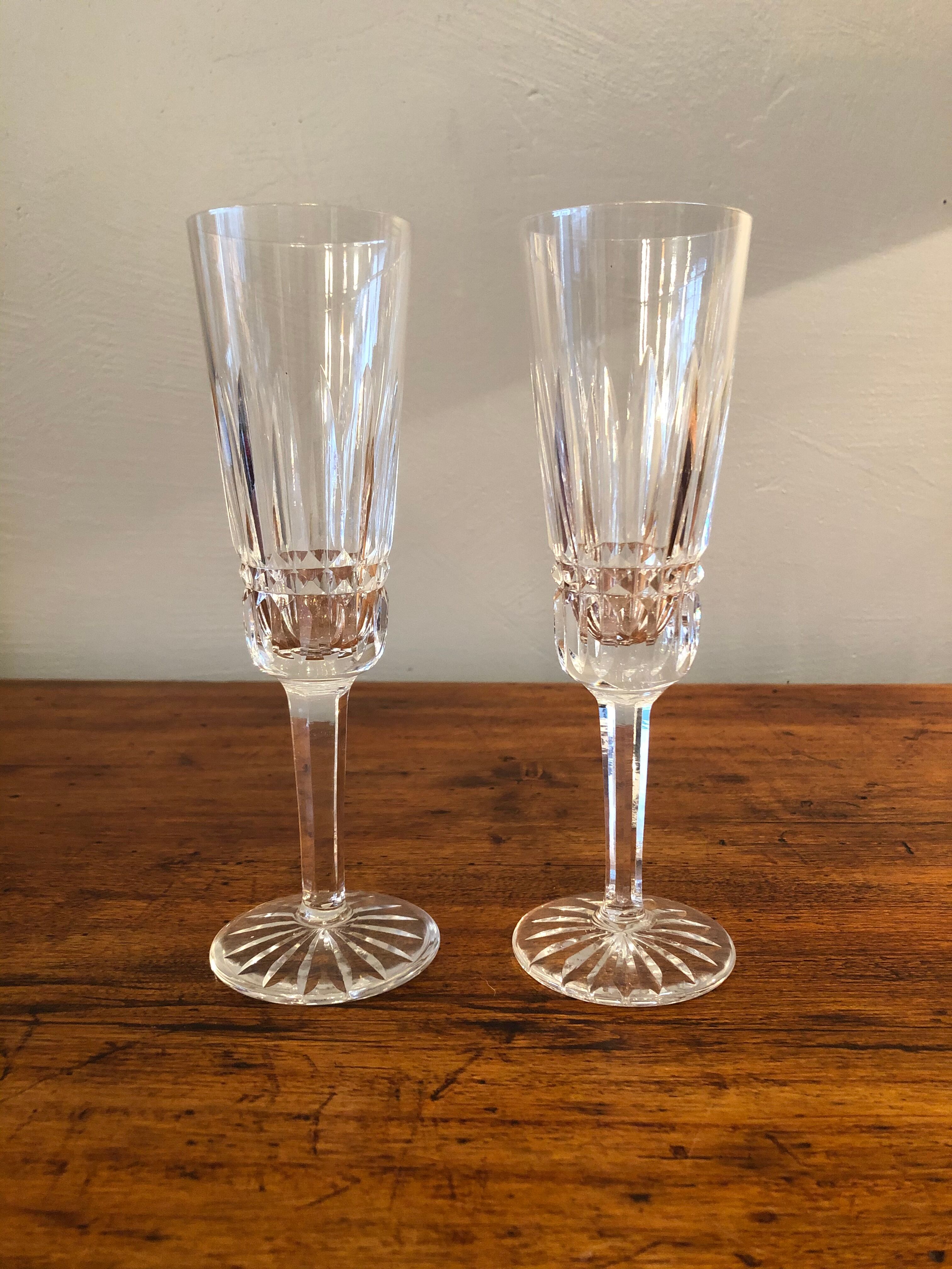 Baccarat crystal champagne flute duo