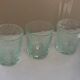 3 verres en verre soufflé et bulle vert de la verrerie de biot signés et collector