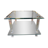 End of glass sofa and plexiglass