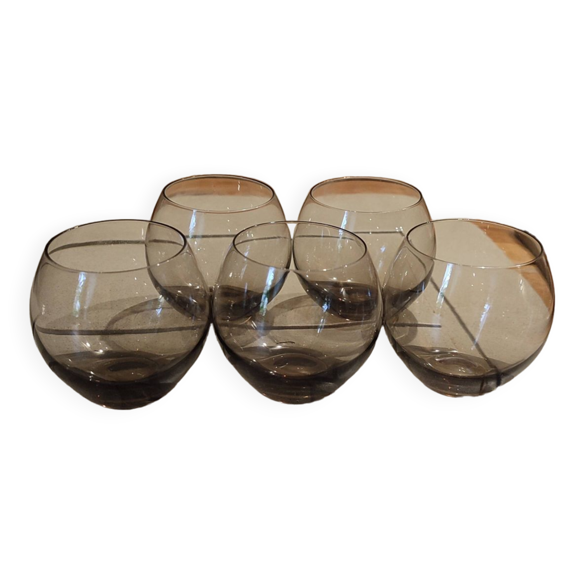 5 smoked glass bubble shot glasses