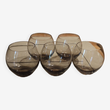 5 bubble shot glasses in smoked glass