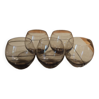 5 smoked glass bubble shot glasses