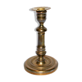 Old candlestick candleholder in gilded bronze, torch with pearl frieze 18cm