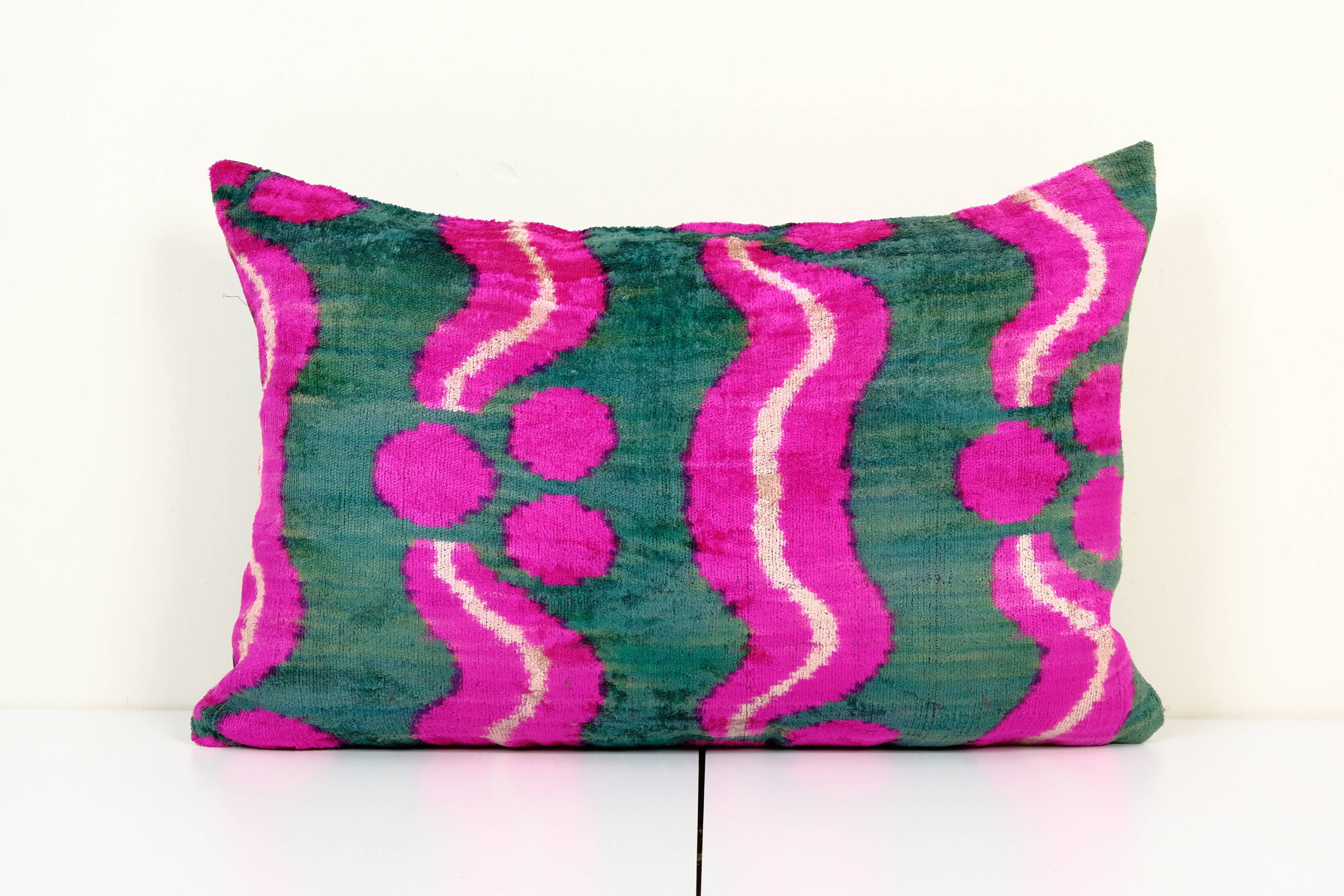 Ikat velvet pillow cover