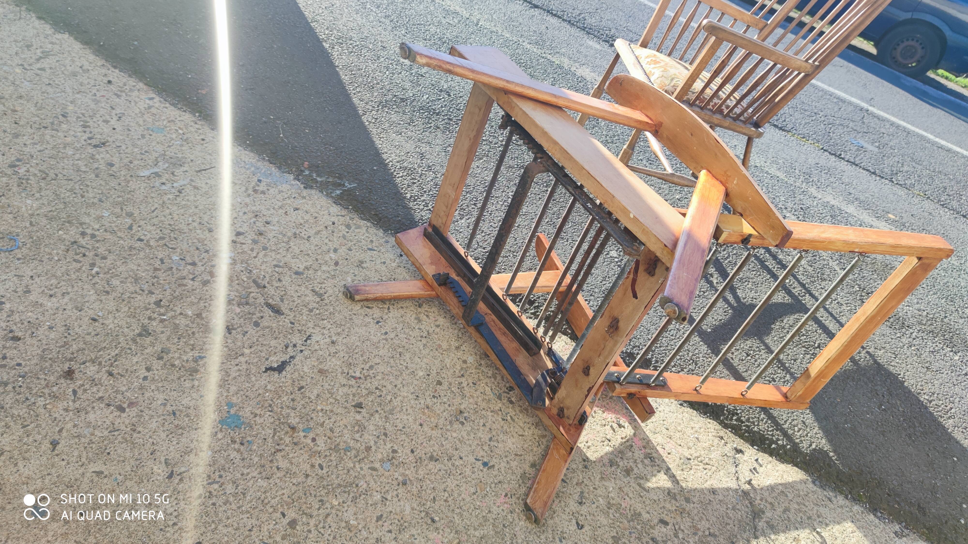Armchair with compass legs and a mechanism, circa 1950
