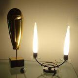 Pair of Art Deco Glass Chrome Lamps