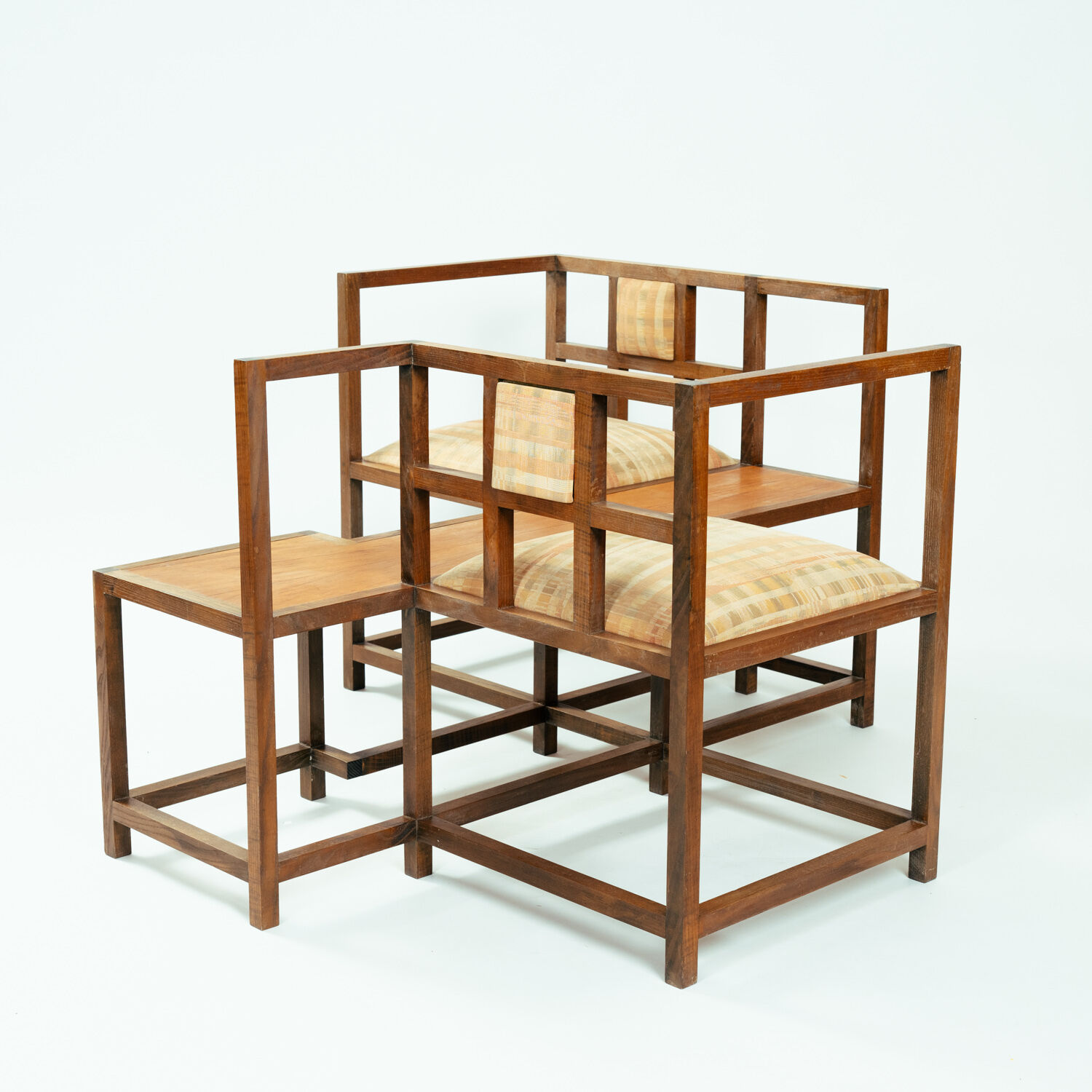 Conversation bench inspired by Rennie Mackintosh, unique, 1980