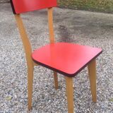 Eight wooden and formica chairs