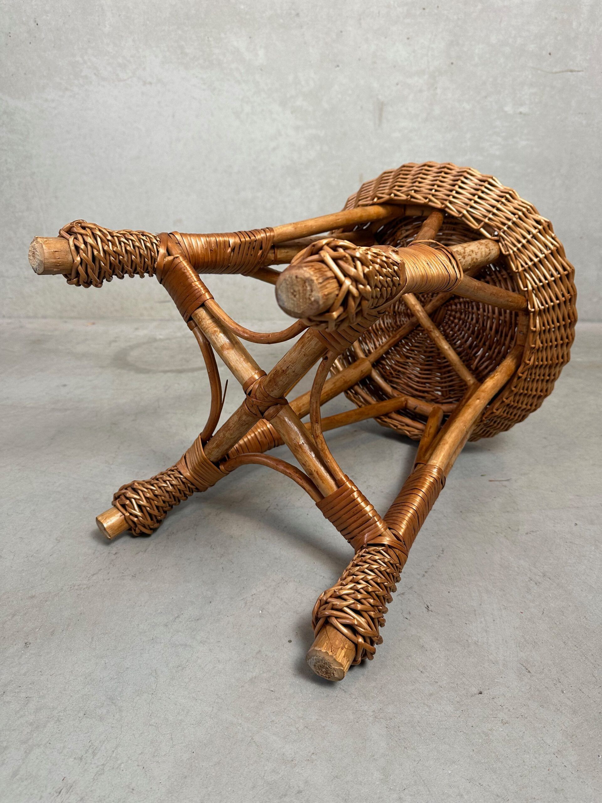 Vintage wicker / bamboo stool