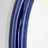 Vintage 1970s blue ceramic wall mirror Italian design