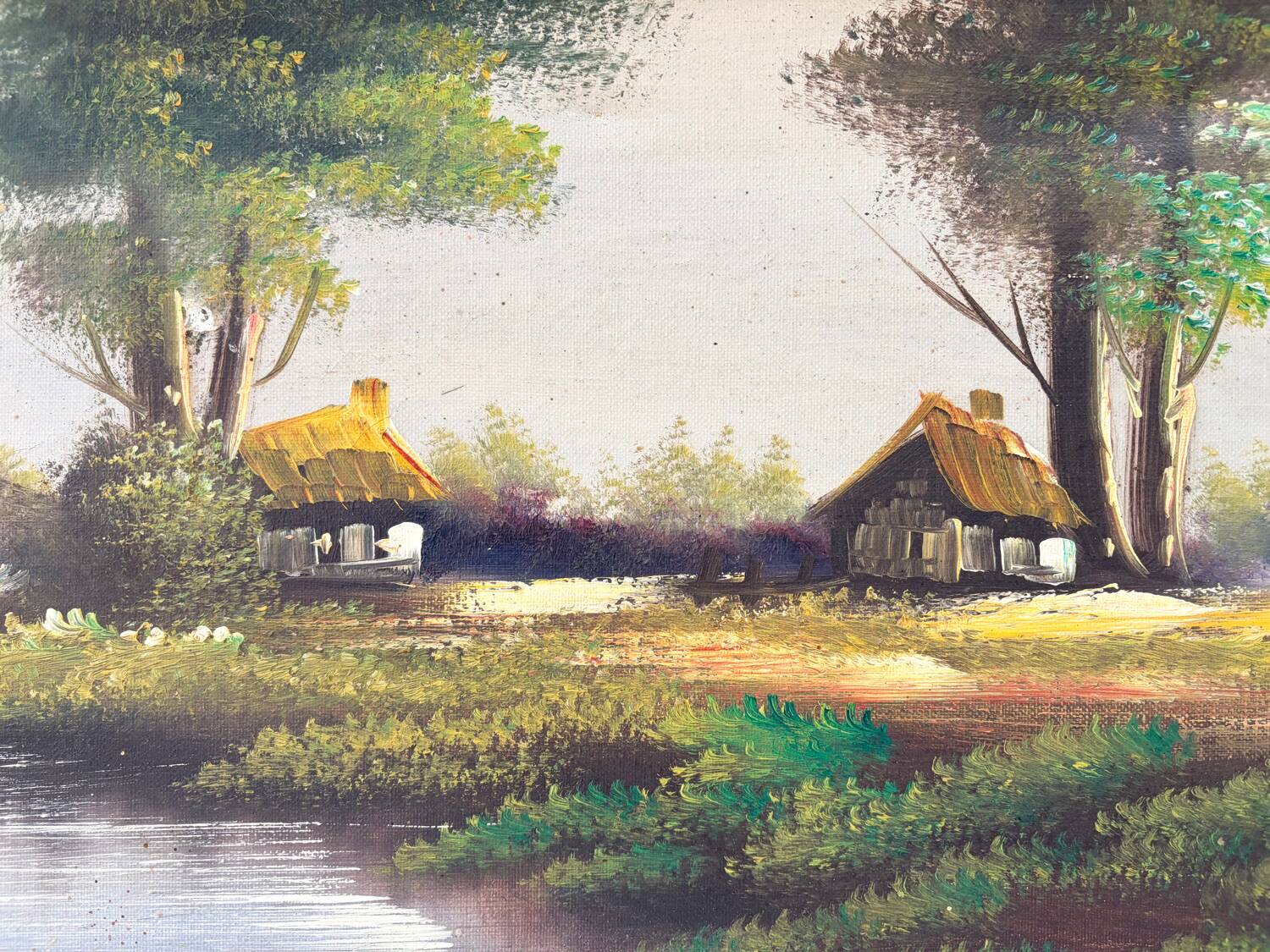 Oil on canvas Countryside Landscape - Polo (40 x 70 cm)