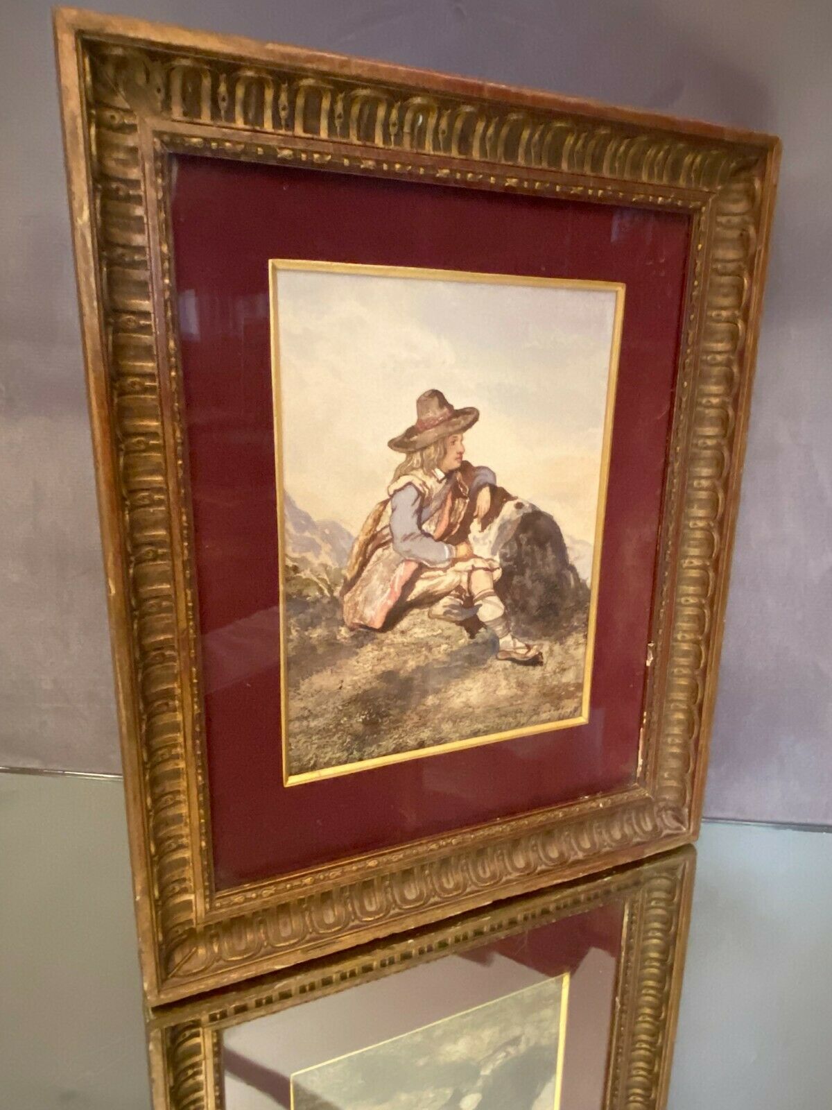 Original watercolor late nineteenth to the young shepherd