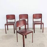 Lot de 4 chaises Matteo Grassi cuir rouge