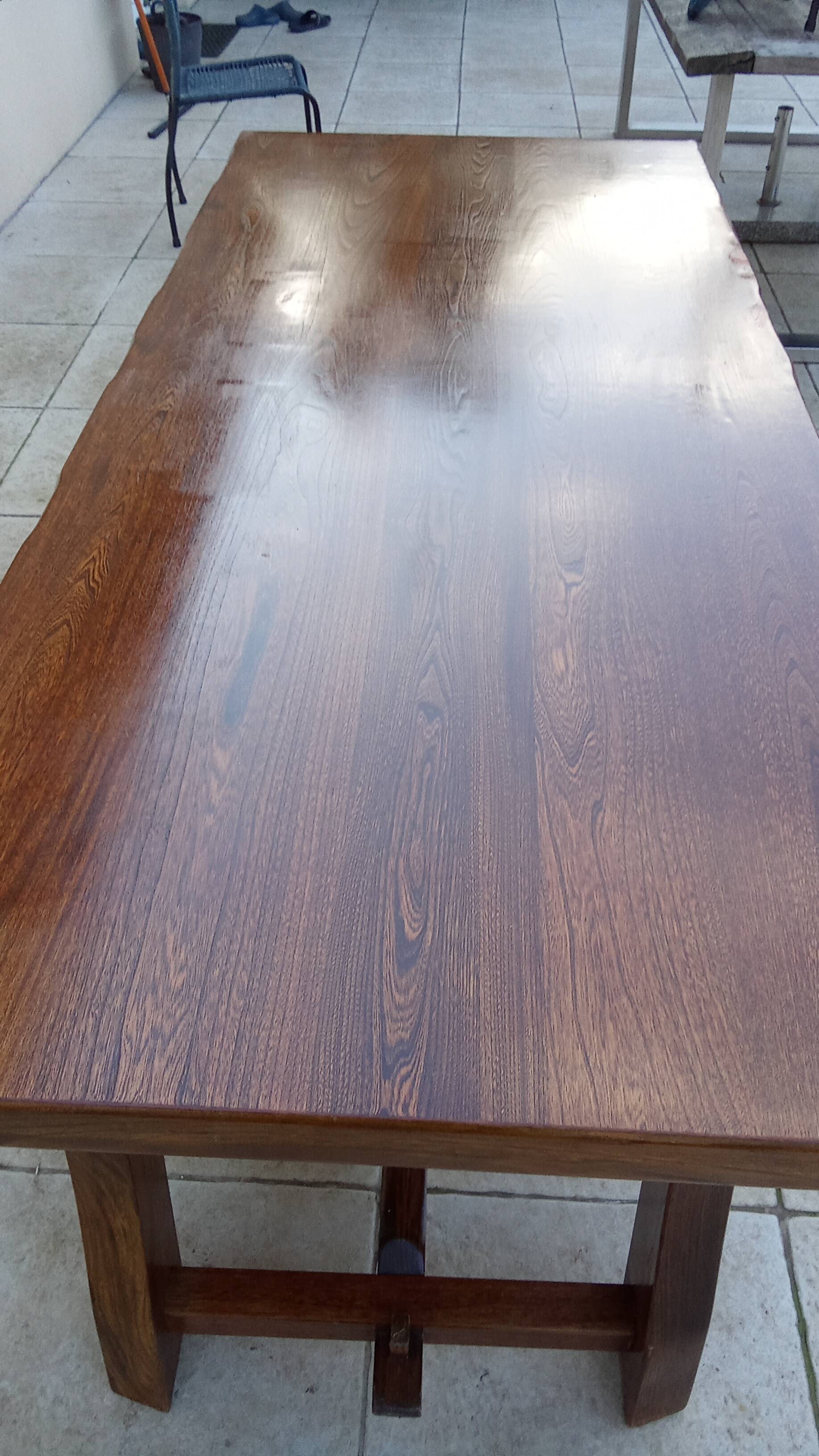 Vintage Scandinavian Brutalist Elm Farmhouse Table