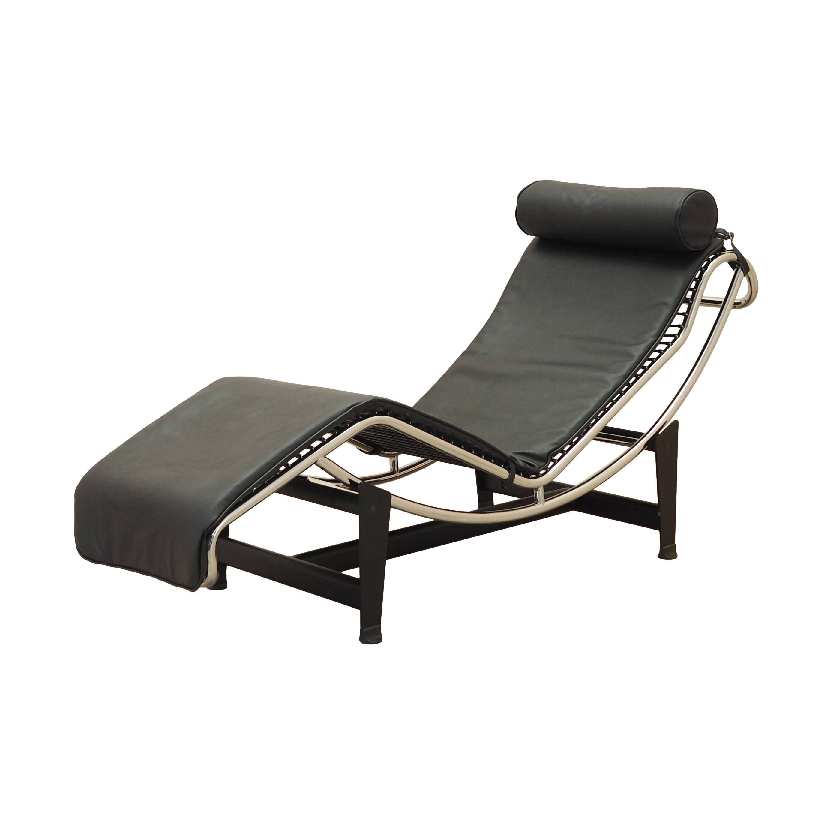 Leather chaise longue, LC4 style, 1980s, made in Italy